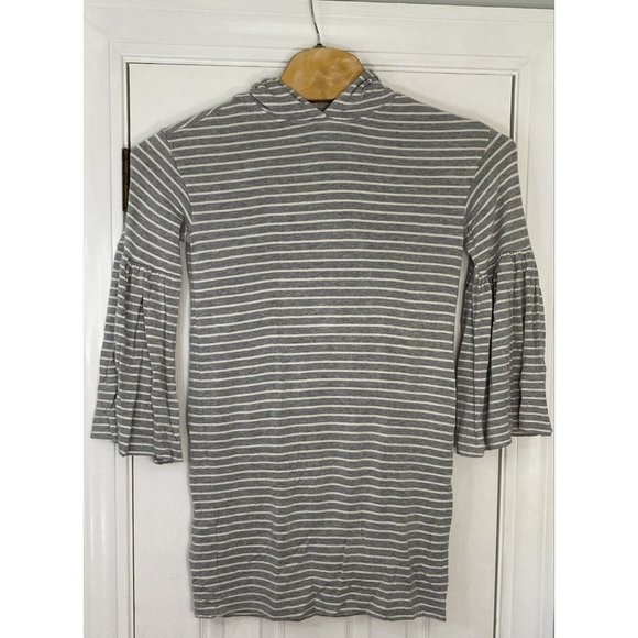 Lou & Grey Dresses & Skirts - Lou & Grey Women’s Hooded Bell‎ Sleeve Dress Grey White Stripes Small
